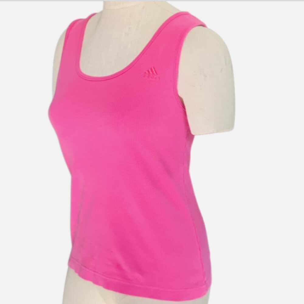 Adidas Ribbed‎ Knit Tank Top with Shelf Bra Sz L Pink #354V